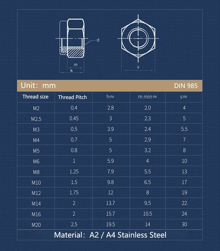 Stainless Steel M2-M30 T-Nyloc Locknuts (A2/A4), High Strength, Precision Fit - Picture 10 of 10