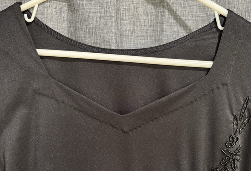 Unbranded Formal Top Women’s Size S/M Black Embellished Floral Beaded Detail - Picture 5 of 14