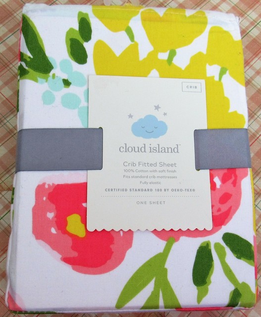 Cloud Island Floral Fitted Crib Sheet Cotton Size 28 X 52 New