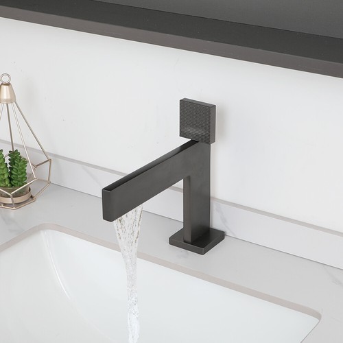 Square Gun metal Brass Single Handle Bathroom European Faucets Taps Basin Mixers - Picture 1 of 12