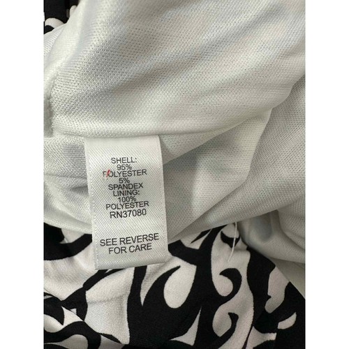 Cato Womens Size 8 White Black Ruche Stretchy Midi Dress Cowl Neck New - Picture 10 of 10