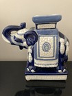 Vintage Chinoiserie Blue and White Elephant Plant Stand/Garden statue
