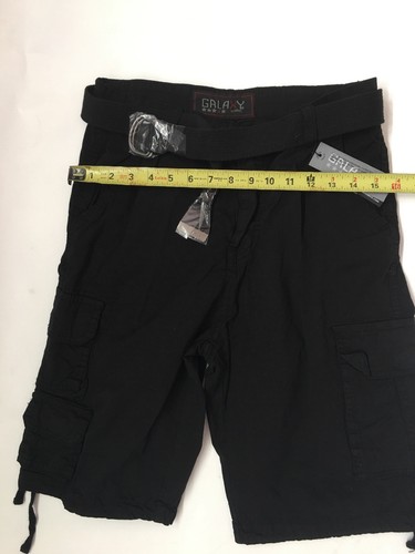 Galaxy by Harvic Men's Cotton Belted Cargo Shorts Black 30 NWT - Picture 6 of 6