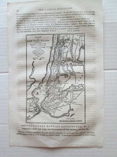 (1) EARLY 1800s  MAP from "THE FAMILY MAGAZINE", "NEW YORK ISLAND & LONG ISLAND" - Picture 1 of 2