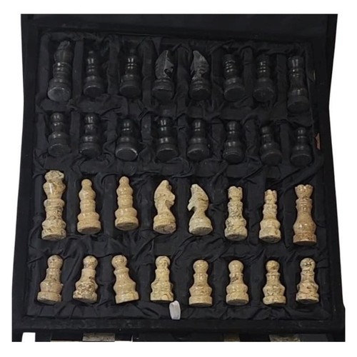 Juego de ajedrez de mármol de 12" con almacenamiento de piezas de ajedrez tablero de ajedrez bandeja de ajedrez nuevo - Imagen 7 de 11