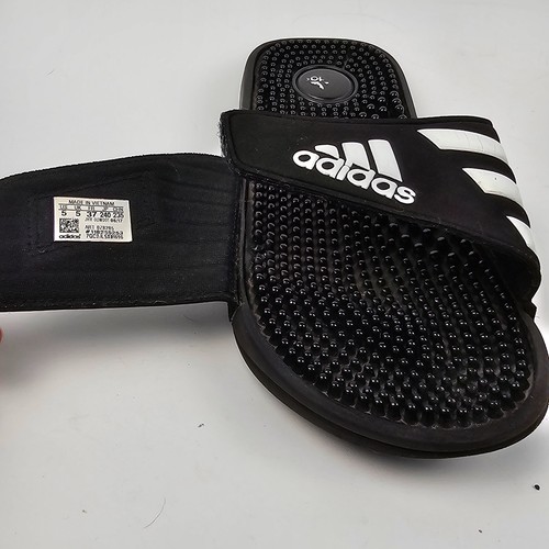Adidas Slides Adissage Sandals Kids Youth Size 5 Adjustable Black White Summer - Picture 16 of 17