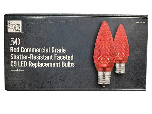 Home Accents Holiday C9 Red LED Shatterproof Replacement Bulbs (50-Pack) - Picture 1 of 2