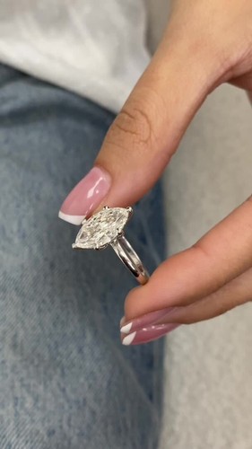 Diamond Solitaire Ring E VS1 Marquise 3ct Labcreated Solid 18k White Gold - Vídeo 1 de 1