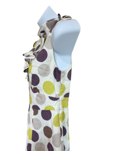 Vestido Boden de Lino Sin Mangas Forrado Femenino Lunares Talla 2 Volantes - Imagen 4 de 7