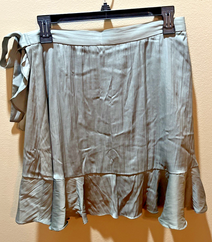 Maeve Anthropologie Skirt Mini Wrap Moss Green Women's Size Small Tie - Picture 4 of 16