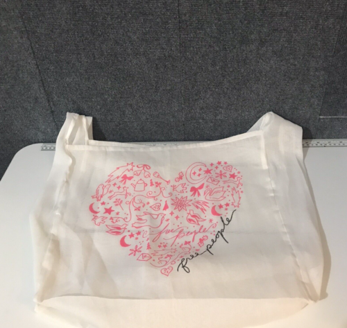 FREE PEOPLE Pink Heart Semi-Sheer Gauze Tote Bag Lightweight pink heart - Picture 5 of 6