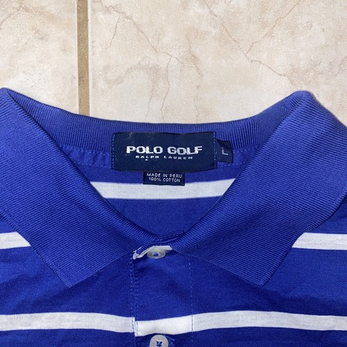 Polo Golf Ralph Lauren Shirt L Blue/White Striped Short Sleeve No pony - Picture 4 of 7