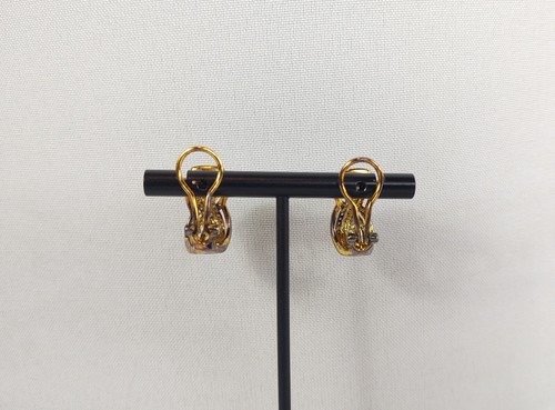 14k Gold Over Silver 1/2 Carat Diamond Hoop Pierced Earrings Vintage With Box - Picture 15 of 24