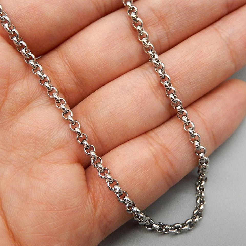  Erbskette Rolo 3mm Halskette Edelstahl Kette 50 60 70 80cm für Anhänger