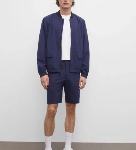 NWT Club Monaco Men’s Large Bomber Jacket Navy Seersucker $229 - Picture 11 of 13