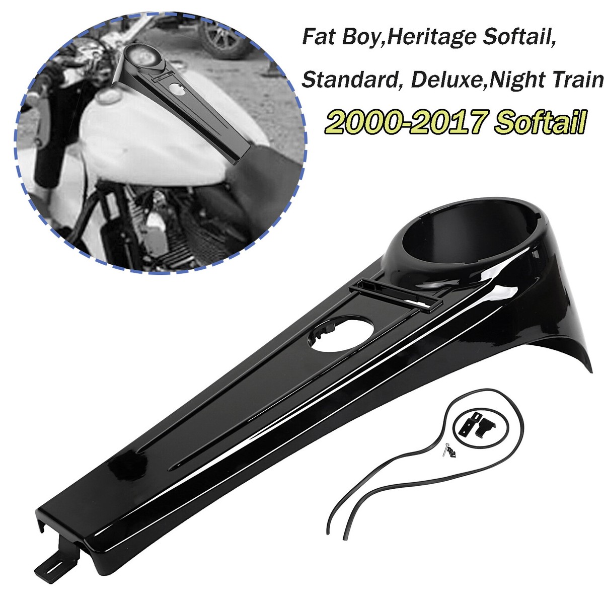 Black Classic Series Dash Panel For Harley Heritage Softail 00-17