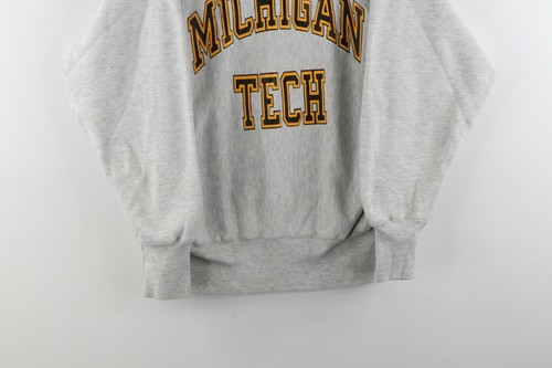 Sudadera De Colección Años 80 Champion Tejido Inverso Michigan Tech Gris Jaspeado EE. UU. Para Hombres L - Imagen 3 de 8