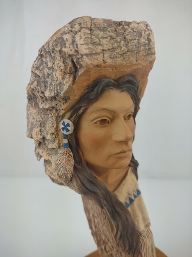 Escultura india nativa americana mujer búfalo de 10,5" de alto edición limitada #3009 - Imagen 2 de 12