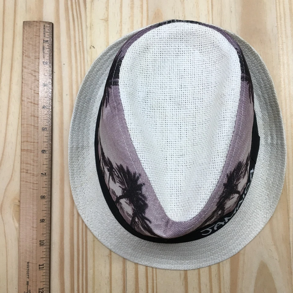 Jamaica Island Treasures Fedora Mens White OS Fitted Curved Brim Straw Hat - Изображение 4 из 4