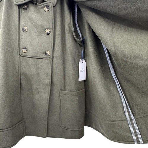 Classic Prep Women's L Victoria Cape Solid Rifle Green Coat Wool Double Breasted - Picture 4 of 9