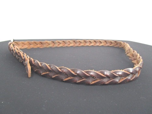 American Eagle AEO Brown Braided Leather Silver Buckle Skinny Belt Women M/L - Picture 4 of 7