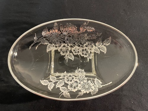 Vintage Silver City Glass Flanders Poppy Dish Set Of 2 ~ Sterling Silver Overlay - Picture 7 of 12