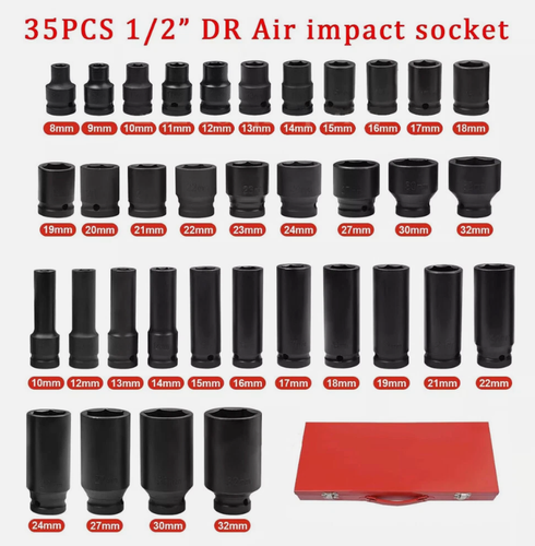 35Pcs Heavy Duty Car Truck Deep Impact Socket Set 1/2" Drive 8- 32mm Metric - Picture 14 of 17