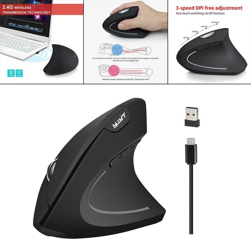 Wireless Optical Vertical Mouse USB Ergonomic Game Mouse for Office Home - Picture 1 of 7