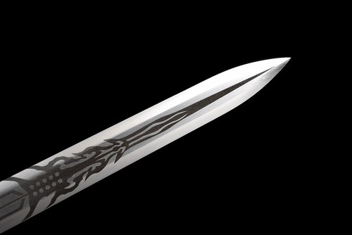 42" Sharp Chinese Kung Fu Sword Devil Face Jian Double Dedges Manganese Steel - Picture 7 of 13