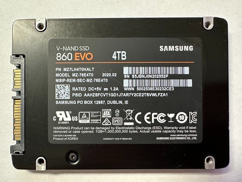 4TB SATA SSD MZ-76E4T0 Samsung 2.5 Enterprise SSD 860 EVO Health 98%-100% - Bild 1 von 2