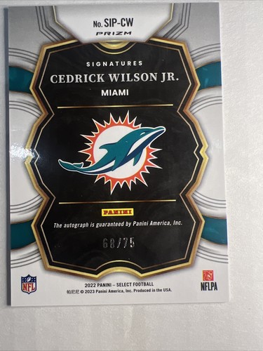 2022 Panini Select - Signatures Maroon Prizm #SIP-CW Cedrick Wilson Jr. /75 (AU) - Picture 6 of 6
