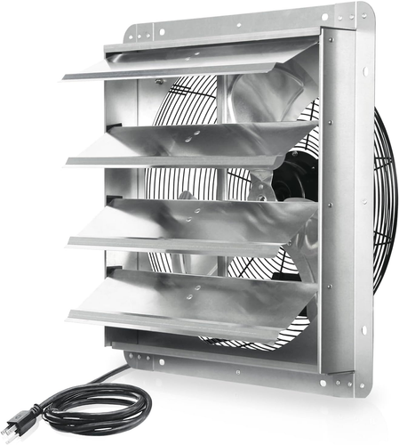18 Inch Shutter Exhaust Fan, 2450CFM High Speed Wall Mounted Vent Fan with 1.65M - Picture 12 of 12