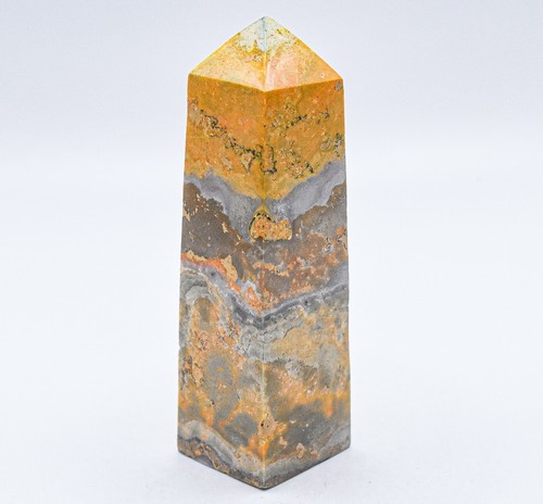 89 mm 105 g silberfarben orange Hummel Jaspis Kristall Mineral Obelisk - Indonesien - Bild 1 von 5