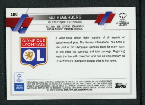 2023 ADA HEGERBERG TOPPS CHROME UEFA WOMEN S CHAMPIONS LEAGUE ICE CRACKED RC - Picture 2 of 2