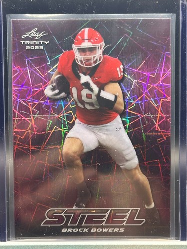 2023 Leaf Trinity Brock Bowers /25 Steel Pink Lazer #S-14 RC Raiders - Picture 1 of 3