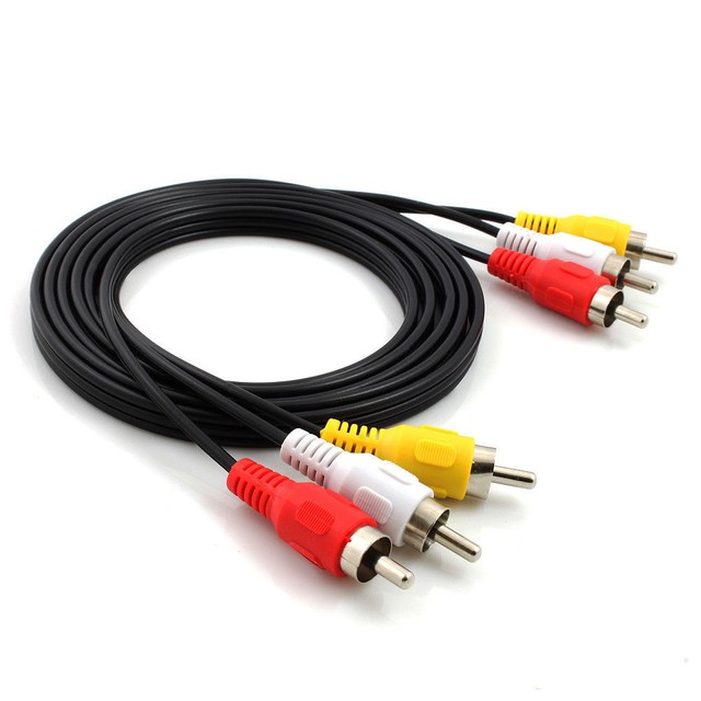 Triple PHONO to 3 RCA PHONO Red White Yellow AV Audio Video Plugs Cable