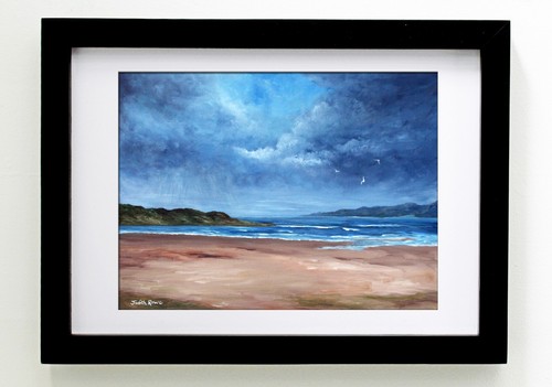 Original Meereslandschaft Gemälde "Am Meer" auf 16 x 12" Leinwand Tafel von Judith Rowe - Bild 3 von 3