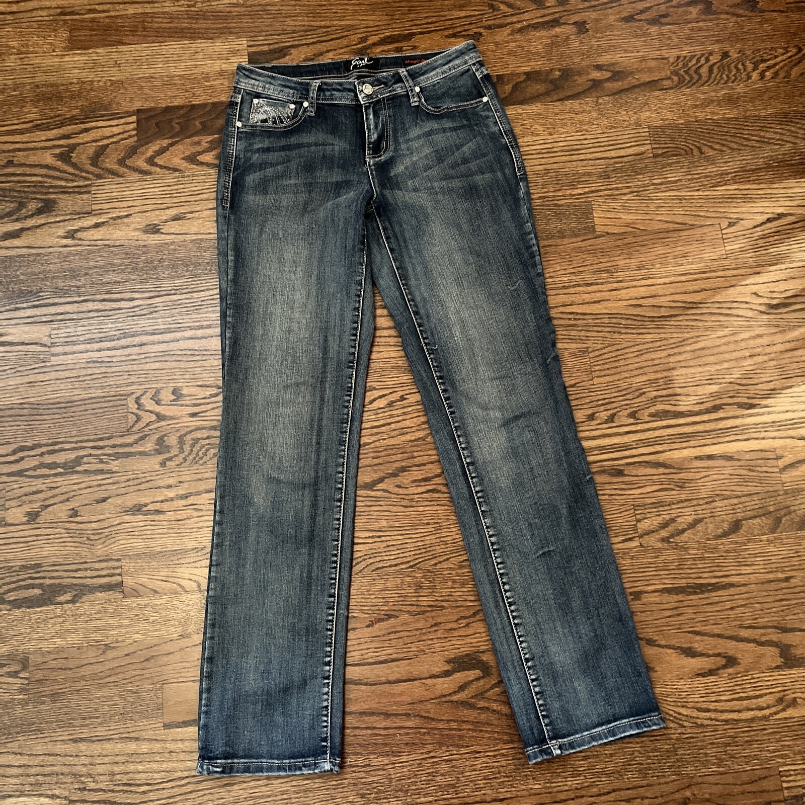 Earl Jeans Straight Leg Women's Size 6 Stretch Bling pockets Embellished - View 4