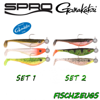 SPRO Iris the Shad TO GO Gamakatsu Hooks Softbait UV Fertigset Jigkopf Bleifrei
