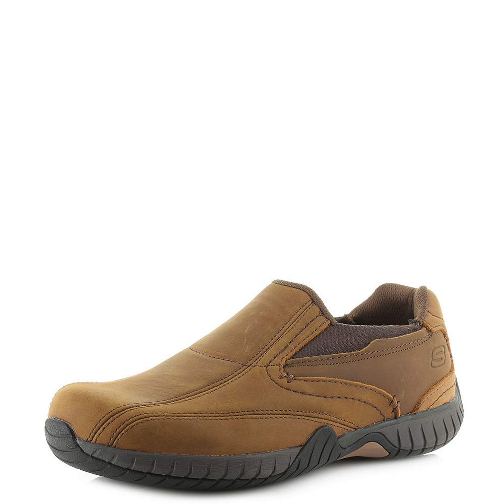 Mens Skechers Sendro Bascom Brown Slip On Leather Shoes Shu Comfortable Mens Skechers Sendro Bascom Brown Slip On Leather Shoes Shu Comfortable