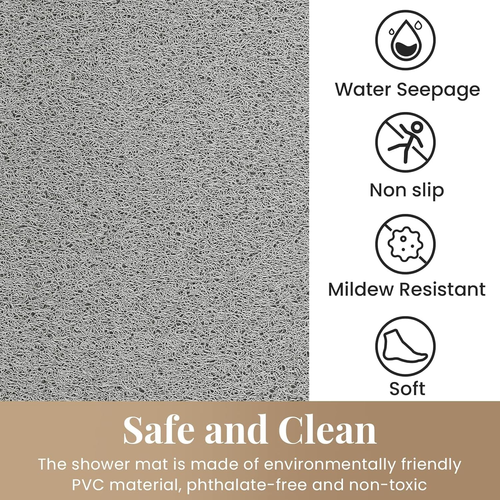 Shower Mat Bathtub Mat Non-Slip,36X16 Inch, Soft Tub Mat with Drain,Pvc Loofah B - Picture 6 of 12
