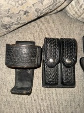 Triple K Leather Radio Case Holder 404 Black And #45 Double Magazine Holder