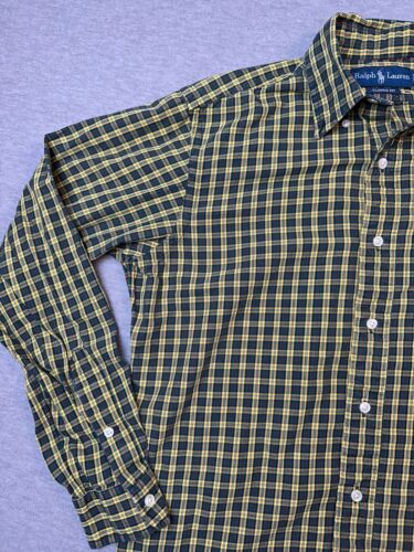 Ralph Lauren Shirt Herren klein Tartan kariert langärmelig Flanellpony gelb grün - Bild 4 von 12