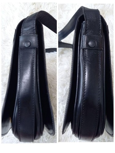 Vintage alte Celine Turn-Lock Leder Schultertasche Umhängetasche schwarz authentisch - Bild 5 von 20