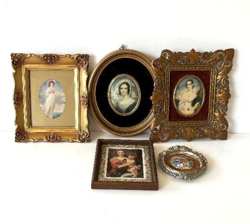 Lot of 5 ornate framed Victorian and Florentine art Wall Hangings gallery wall - Picture 3 of 5