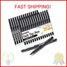 Black Felt Tip Pens, 30 Pack, 0.7mm Premium Medium Fine Point, Felt Tip Markers