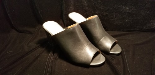 Liz Claiborne Black Open Toe Mules size 7 M Slip On  3" Heel - Picture 1 of 6