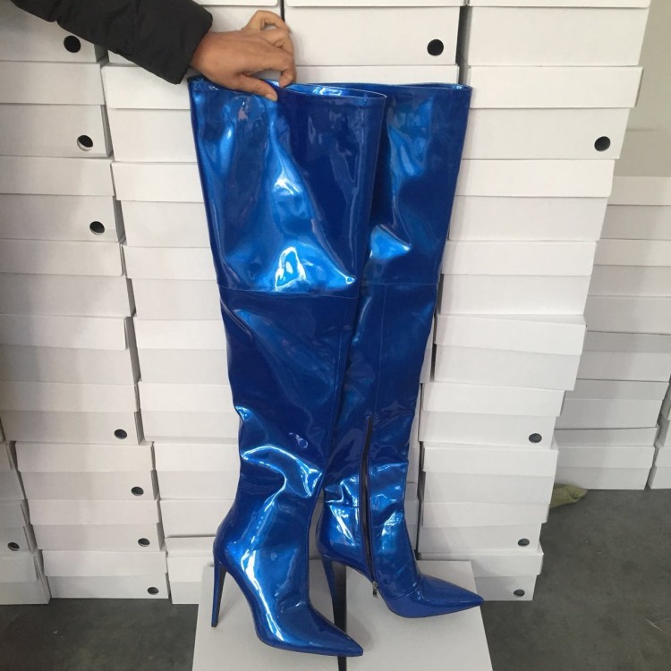 Novelty Women Thigh High Boots Heels Heels Heels Extrem Thigh Shinny bluee Boots shoes Women 50a41e Novelty Women Thigh High Boots Heels Heels Heels Extrem Thigh Shinny bluee Boots shoes Women 50a41e