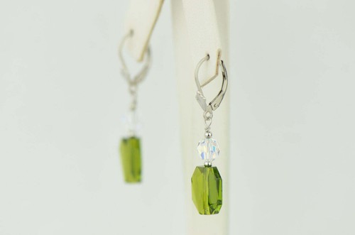 Graphic Crystals made with Swarovski Drop Dangle Earrings 925 Sterling Silver - Picture 13 of 16
