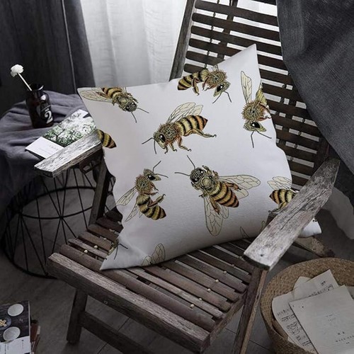 Bee Decor Pillow Covers Honey Bee Decorative Square Throw Pillow 16"X16" - Picture 5 of 14
